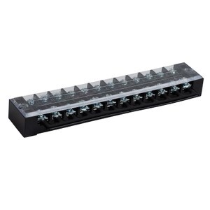35A Barrier Terminal Block 12 Position Dual Row Screws 12 Pitch with Cover and Black Jumper